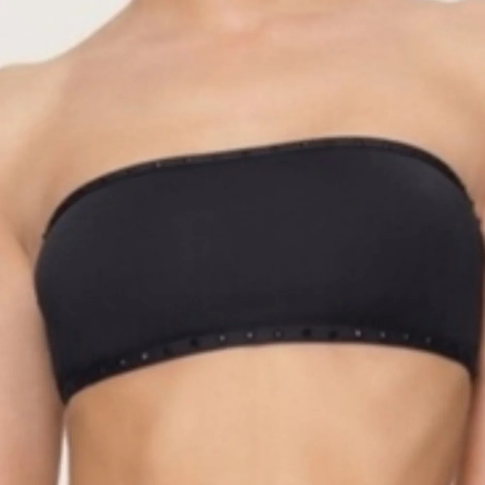 SKIMS RHINESTONE SWIM BANDEAU BIKINI TOP ; SIZE:SMALL ; BLACK